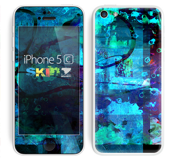 The Abstract Blue Vibrant Colored Art Skin for the Apple iPhone 5c
