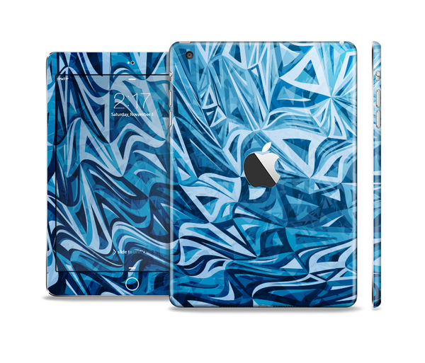 The Abstract Blue Water Pattern Full Body Skin Set for the Apple iPad Mini 2