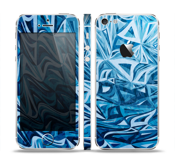 The Abstract Blue Water Pattern Skin Set for the Apple iPhone 5