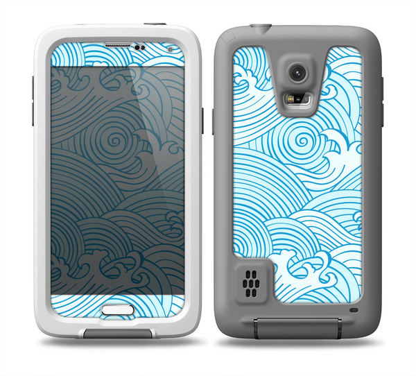 The Abstract Blue & White Waves Skin for the Samsung Galaxy S5 frē LifeProof Case