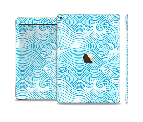 The Abstract Blue & White Waves Skin Set for the Apple iPad Air 2