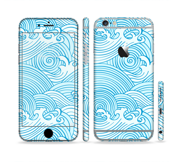 The Abstract Blue & White Waves Sectioned Skin Series for the Apple iPhone 6s Plus