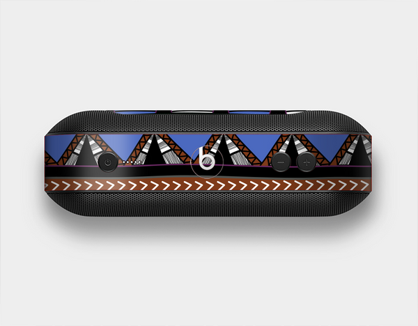 The Abstract Blue and Brown Shaped Aztec Skin Set for the Beats Pill Plus