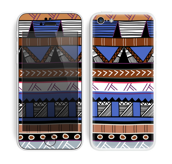 The Abstract Blue and Brown Shaped Aztec Skin for the Apple iPhone 5c