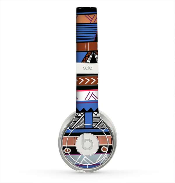 The Abstract Blue and Brown Shaped Aztec Skin for the Beats by Dre Solo 2 Headphones