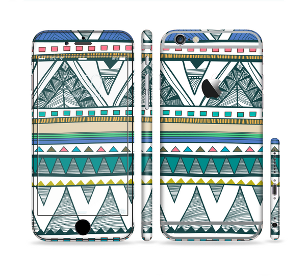The Abstract Blue and Green Triangle Aztec Sectioned Skin Series for the Apple iPhone 6s Plus