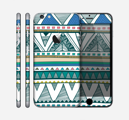 The Abstract Blue and Green Triangle Aztec Skin for the Apple iPhone 6 Plus