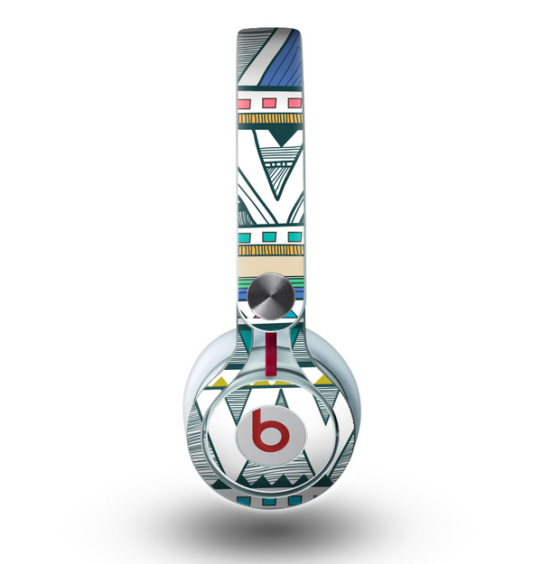 The Abstract Blue and Green Triangle Aztec Skin for the Beats by Dre Mixr Headphones