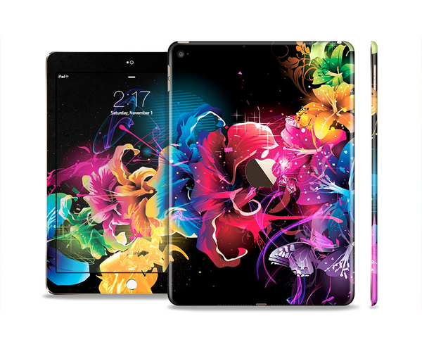The Abstract Bright Neon Floral Skin Set for the Apple iPad Air 2