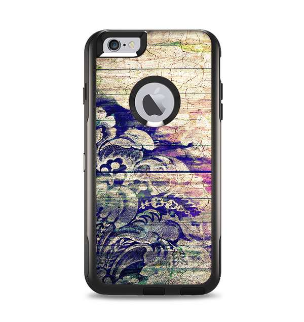 The Abstract Color Floral Painted Wood Planks Apple iPhone 6 Plus Otterbox Commuter Case Skin Set