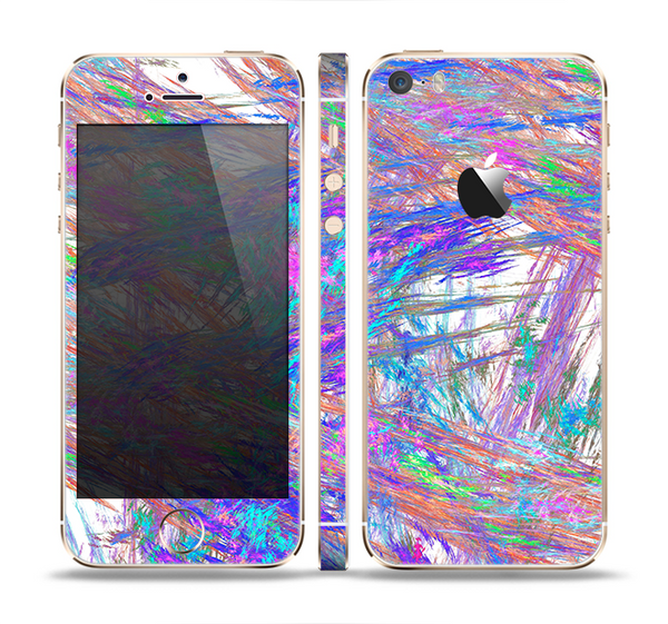 The Abstract Colorful Oil Paint Splatter Strokes Skin Set for the Apple iPhone 5s