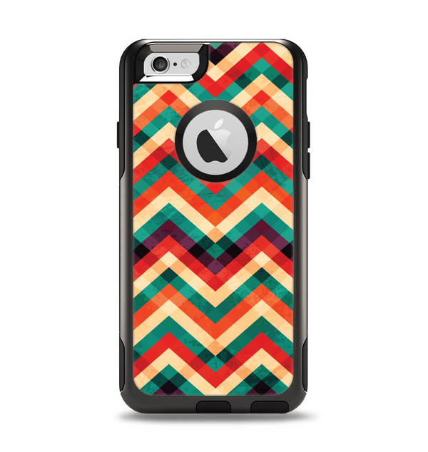 The Abstract Fall Colored Chevron Pattern Apple iPhone 6 Otterbox Commuter Case Skin Set