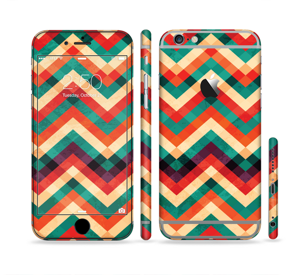 The Abstract Fall Colored Chevron Pattern Sectioned Skin Series for the Apple iPhone 6