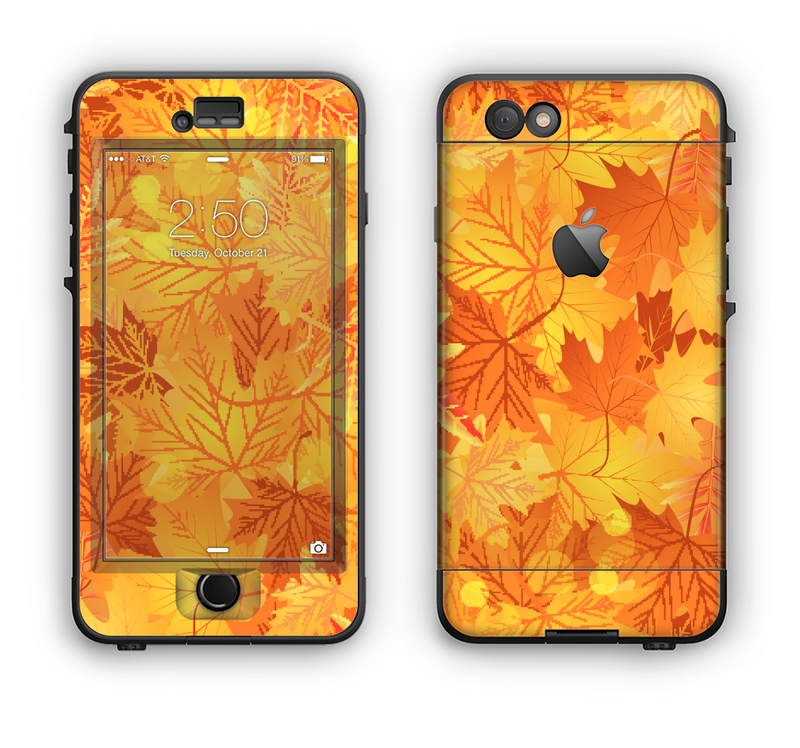 The Abstract Fall Leaves Apple iPhone 6 LifeProof Nuud Case Skin Set