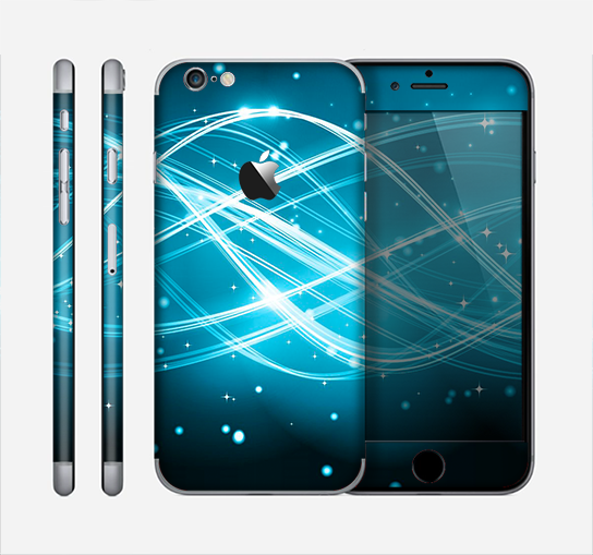 The Abstract Glowing Blue Swirls Skin for the Apple iPhone 6
