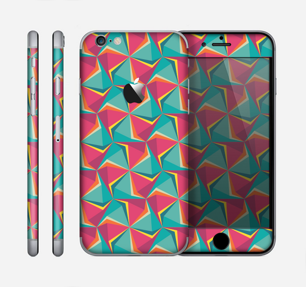 The Abstract Opened Green & Pink Cubes Skin for the Apple iPhone 6