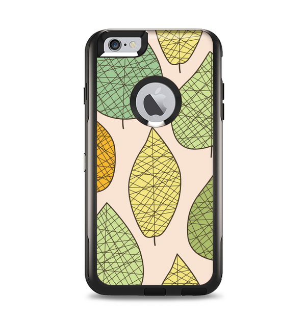 The Abstract Pastel Lined-Leaves Apple iPhone 6 Plus Otterbox Commuter Case Skin Set