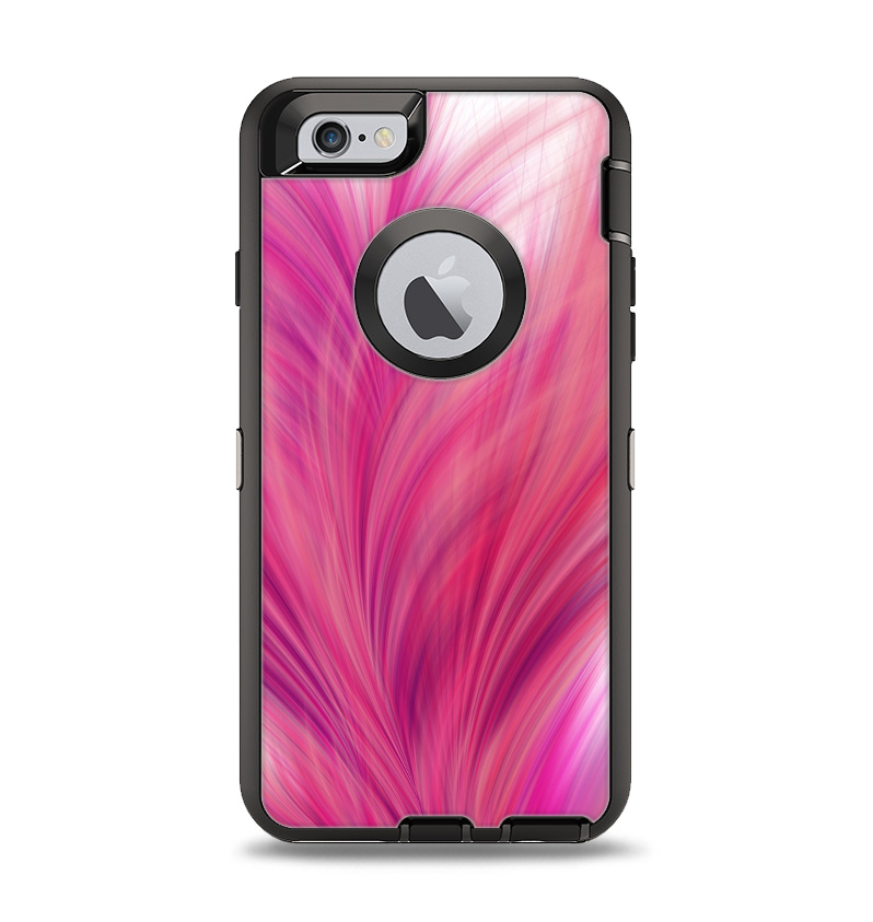 The Abstract Pink Flowing Feather Apple iPhone 6 Otterbox Defender Case Skin Set