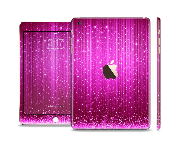 The Abstract Pink Neon Rain Curtain Full Body Skin Set for the Apple iPad Mini 3
