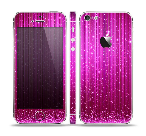 The Abstract Pink Neon Rain Curtain Skin Set for the Apple iPhone 5