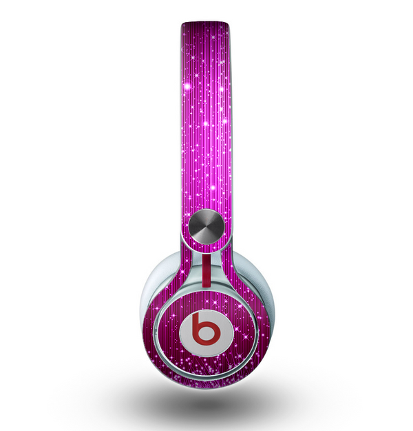 The Abstract Pink Neon Rain Curtain Skin for the Beats by Dre Mixr Headphones