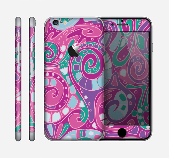 The Abstract Pink & Purple Vector Swirled Pattern Skin for the Apple iPhone 6