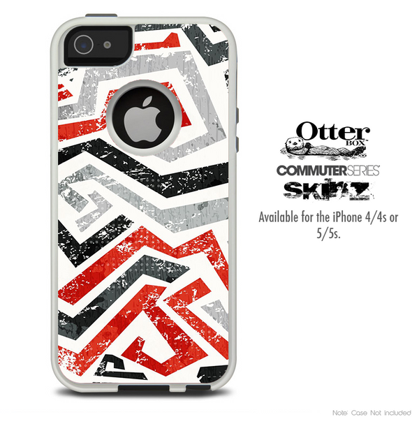 The Abstract Red Black Gray Skin For The iPhone 4-4s or 5-5s Otterbox Commuter Case