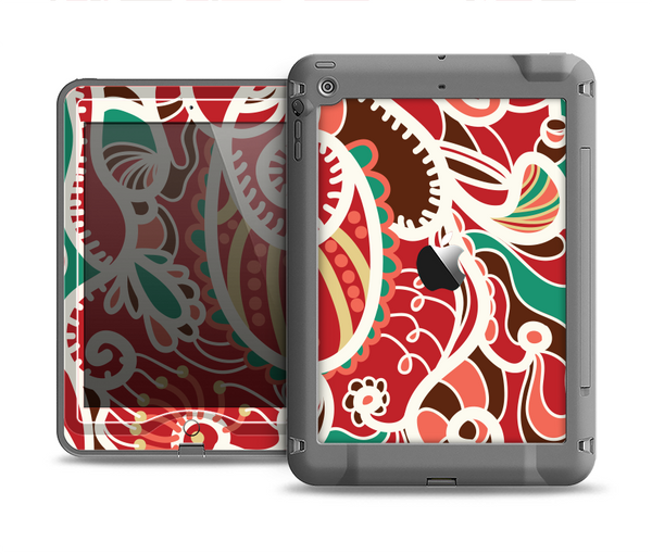The Abstract Red & Green Vector Pattern Apple iPad Mini LifeProof Nuud Case Skin Set