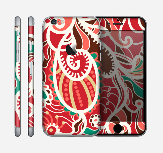 The Abstract Red & Green Vector Pattern Skin for the Apple iPhone 6