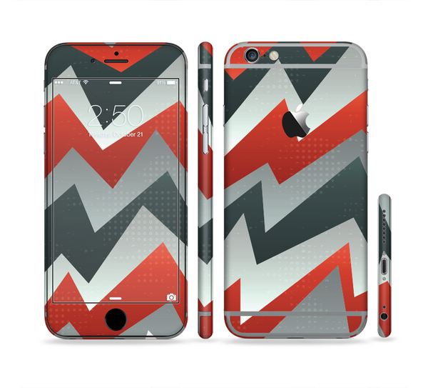 The Abstract Red, Grey and White ZigZag Pattern Sectioned Skin Series for the Apple iPhone 6s