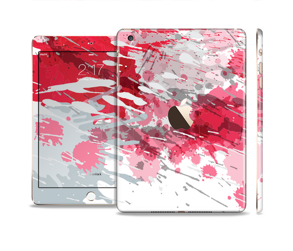 The Abstract Red, Pink and White Paint Splatter Full Body Skin Set for the Apple iPad Mini 3