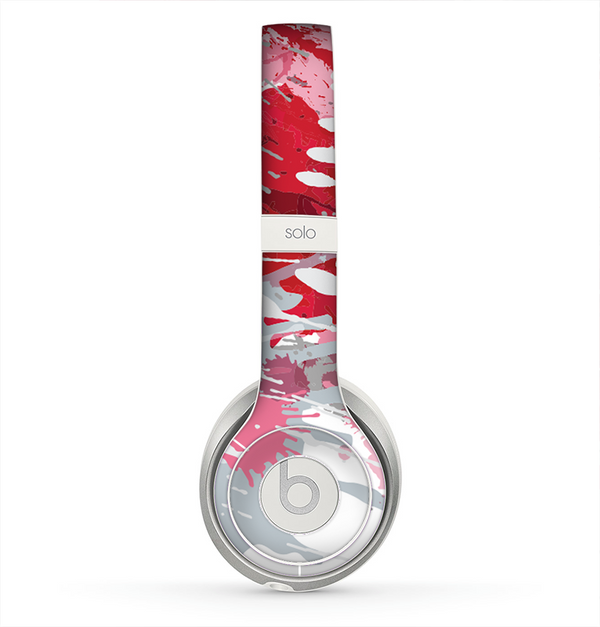 The Abstract Red, Pink and White Paint Splatter Skin for the Beats by Dre Solo 2 Headphones