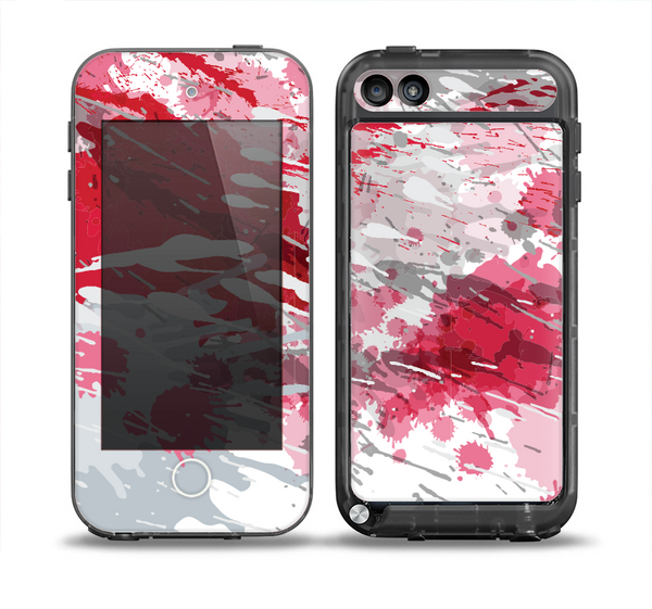 The Abstract Red, Pink and White Paint Splatter Skin for the iPod Touch 5th Generation frē LifeProof Case