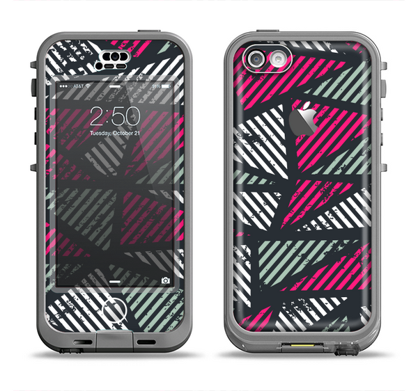The Abstract Striped Vibrant Trangles Apple iPhone 5c LifeProof Nuud Case Skin Set