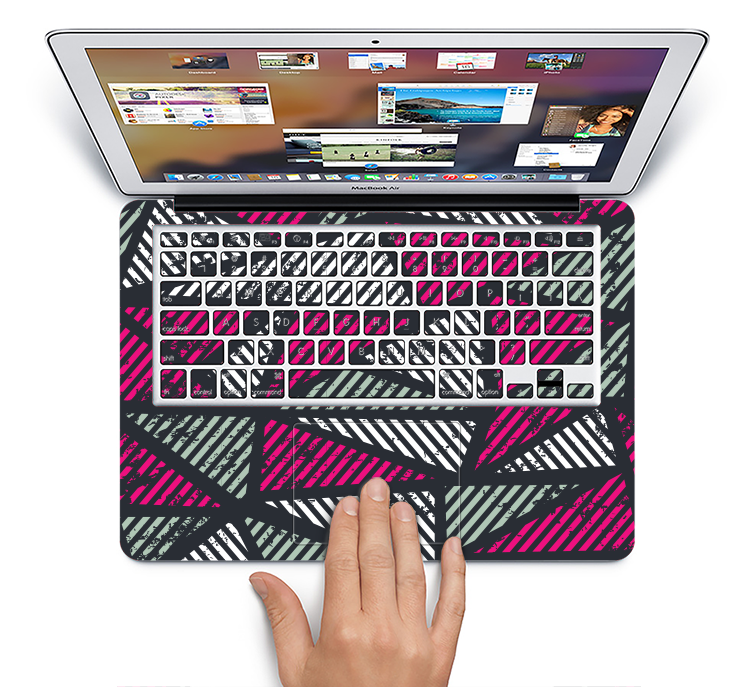 The Abstract Striped Vibrant Trangles Skin Set for the Apple MacBook Pro 13" with Retina Display