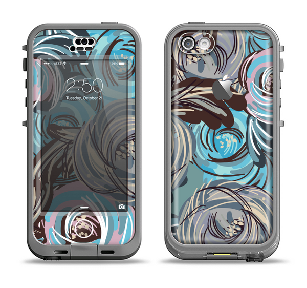 The Abstract Subtle Toned Floral Strokes Apple iPhone 5c LifeProof Nuud Case Skin Set