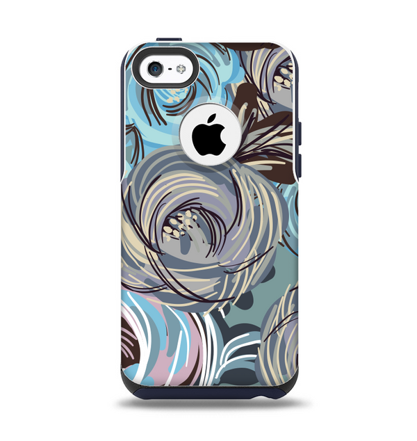 The Abstract Subtle Toned Floral Strokes Apple iPhone 5c Otterbox Commuter Case Skin Set
