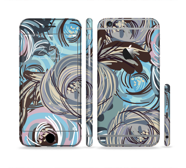 The Abstract Subtle Toned Floral Strokes Sectioned Skin Series for the Apple iPhone 6