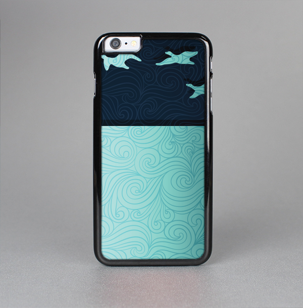 The Abstract Swirled Two Toned Green with Birds Skin-Sert Case for the Apple iPhone 6
