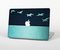 The Abstract Swirled Two Toned Green with Birds Skin Set for the Apple MacBook Pro 13" with Retina Display
