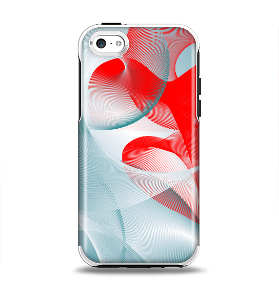 The Abstract Teal & Red Love Connect Apple iPhone 5c Otterbox Symmetry Case Skin Set