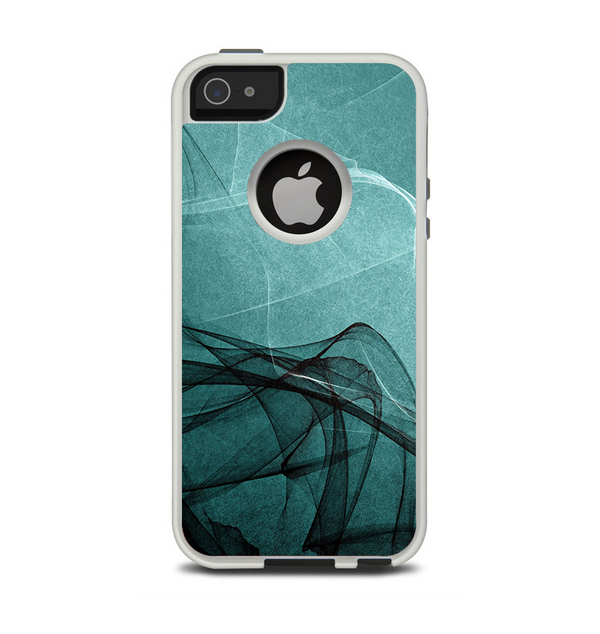The Abstract Teal and Black Curves Apple iPhone 5-5s Otterbox Commuter Case Skin Set