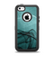 The Abstract Teal and Black Curves Apple iPhone 5c Otterbox Defender Case Skin Set