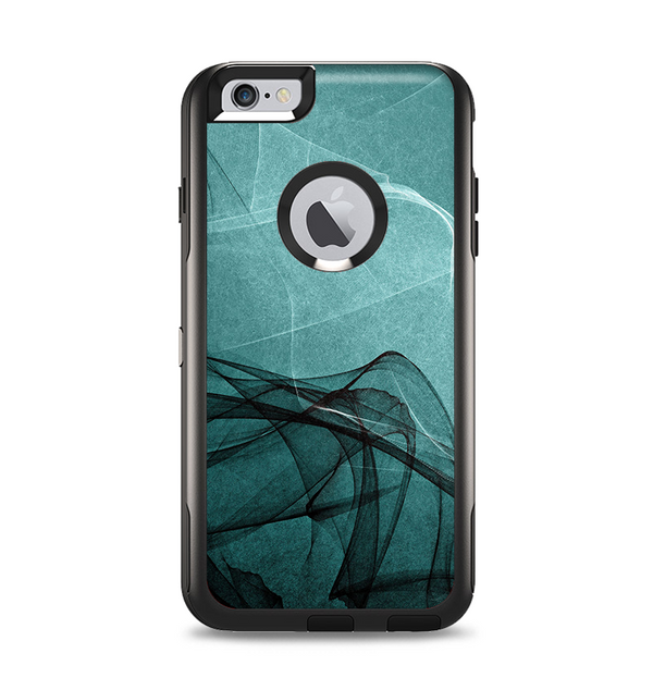 The Abstract Teal and Black Curves Apple iPhone 6 Plus Otterbox Commuter Case Skin Set