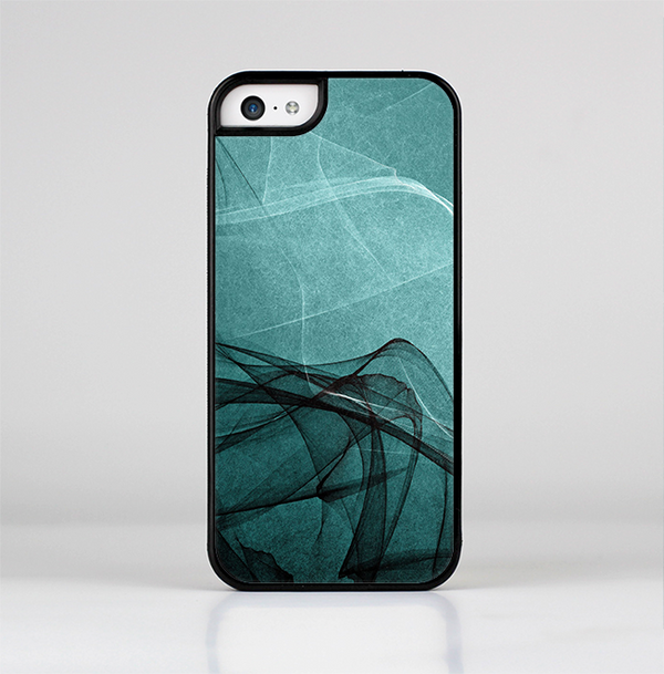 The Abstract Teal and Black Curves Skin-Sert Case for the Apple iPhone 5c