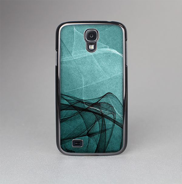 The Abstract Teal and Black Curves Skin-Sert Case for the Samsung Galaxy S4
