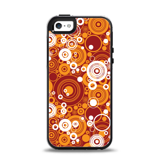 The Abstract Vector Gold & White Circle Swirls Apple iPhone 5-5s Otterbox Symmetry Case Skin Set