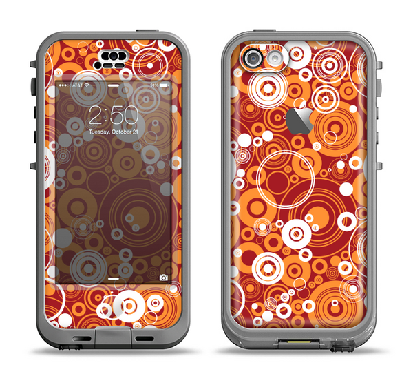 The Abstract Vector Gold & White Circle Swirls Apple iPhone 5c LifeProof Nuud Case Skin Set