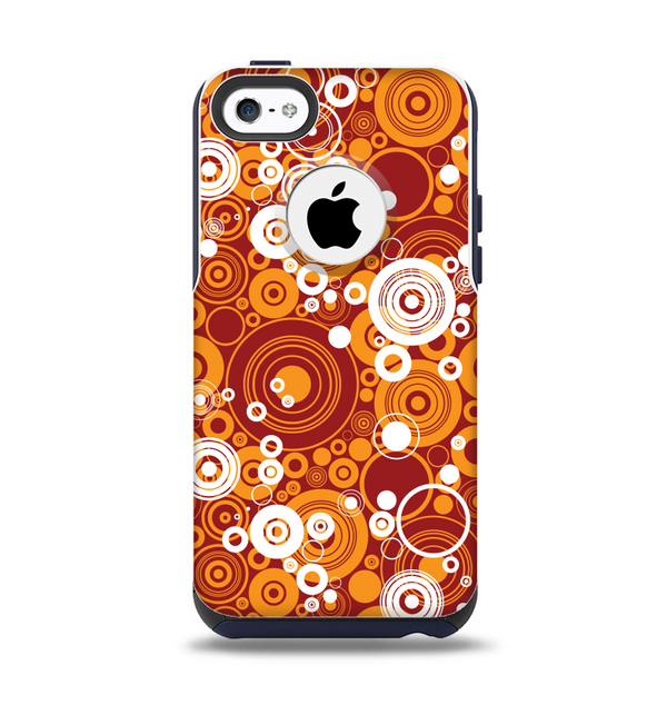 The Abstract Vector Gold & White Circle Swirls Apple iPhone 5c Otterbox Commuter Case Skin Set