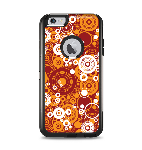 The Abstract Vector Gold & White Circle Swirls Apple iPhone 6 Plus Otterbox Commuter Case Skin Set